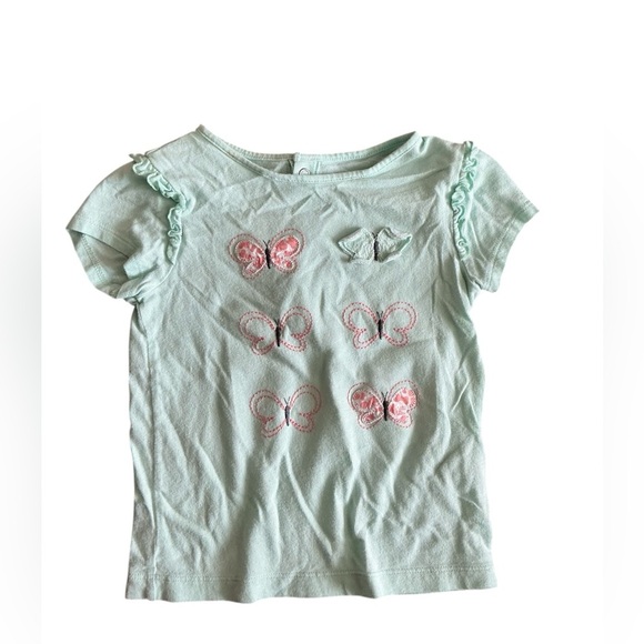 🩷Carter's Green and Pink Short Sleeve Tee with Butterfly Design - Picture 1 of 2